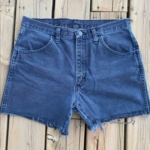 RUSTLER Distressed Black Denim Cutoff Shorts